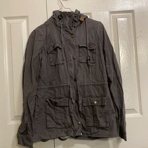 Gray Military Field Jacket with Relaxed Fit